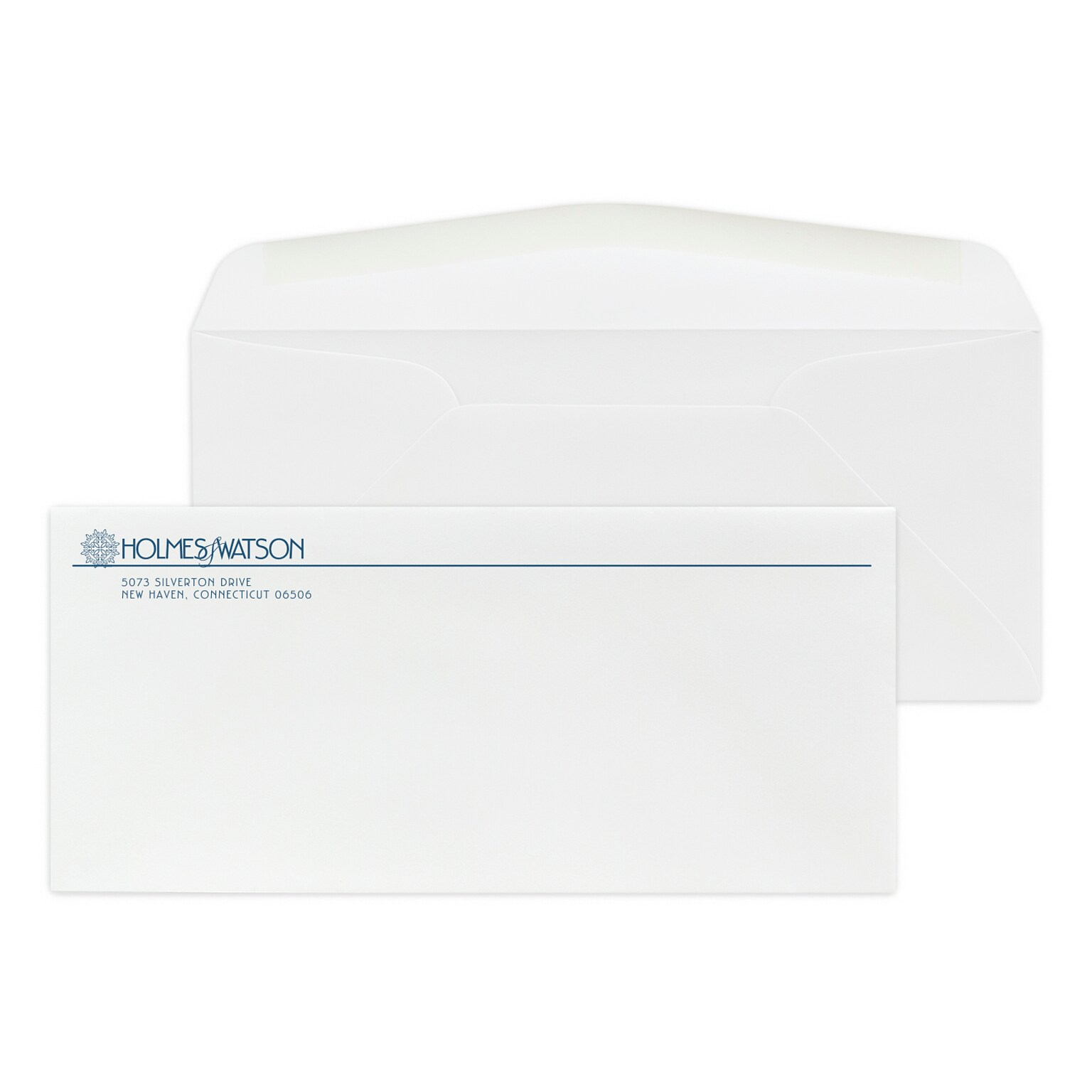 Custom #10 Stationery Envelopes, 4 1/4 x 9 1/2, 24# Strathmore Writing Bright White Wove, 1 Custom Flat Ink, 250 / Pack