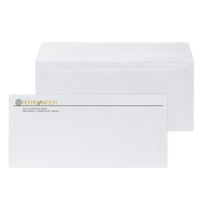 Custom #10 Peel and Seal Envelopes, 4 1/4 x 9 1/2, 24# White Wove, 1 Standard and 1 Custom Inks, 2