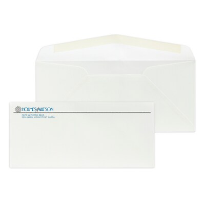 Custom #10 Stationery Envelopes, 4 1/4x9 1/2, 80# Mohawk Superfine Eggshell Ultrawhite Text, 2 Sta