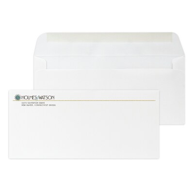 Custom Full Color #10 Stationery Envelopes, 4 1/4 x 9 1/2, 25% White Cotton Writing, Raised Ink, 2