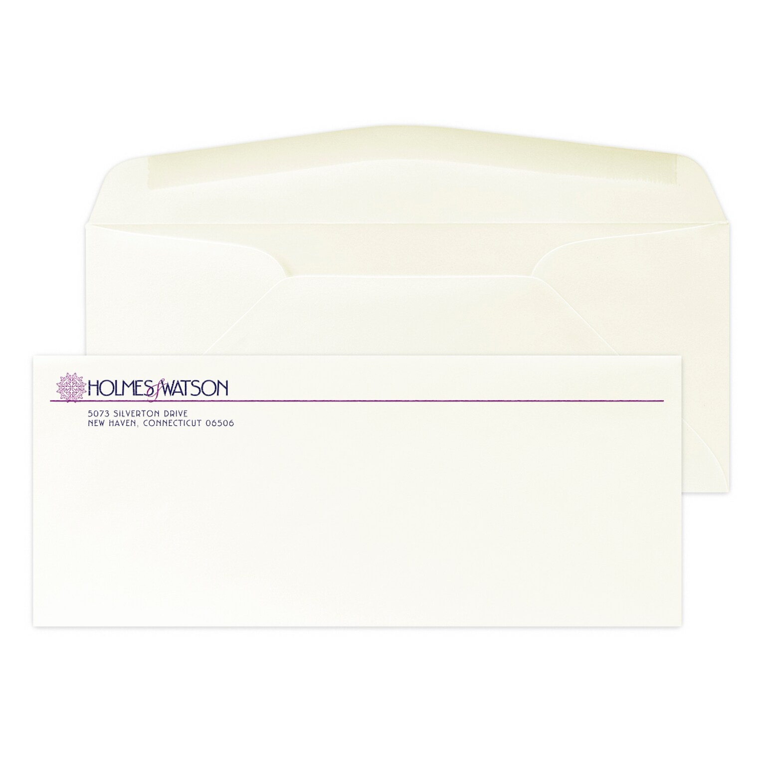 Custom #10 Stationery Envelopes, 4 1/8 x 9 1/2, 24# Ecru Smooth, 2 Custom Raised Inks, 250 / Pack