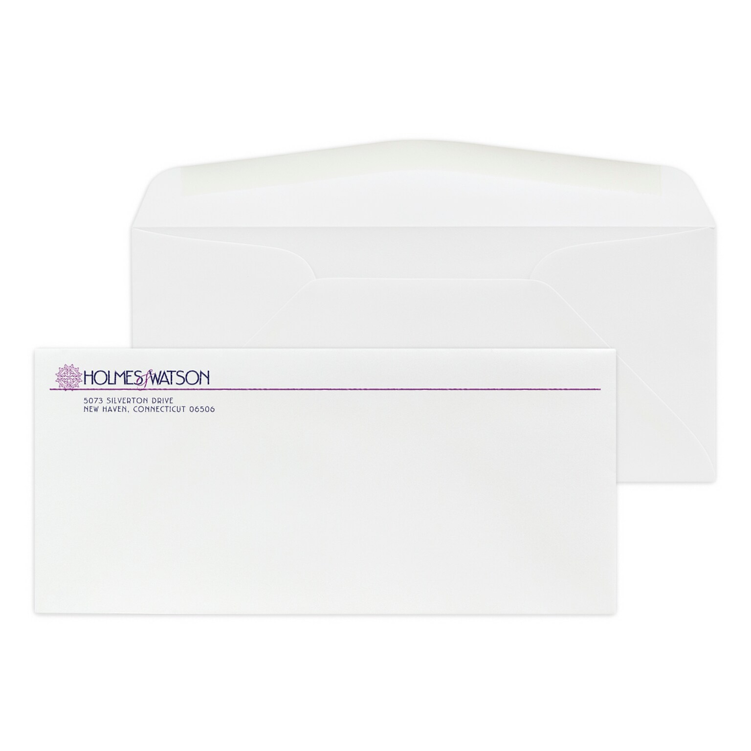 Custom #10 Stationery Envelopes, 4 1/4 x 9 1/2, 24# Strathmore Writing Bright White Wove, 2 Custom Raised Inks, 250 / Pack