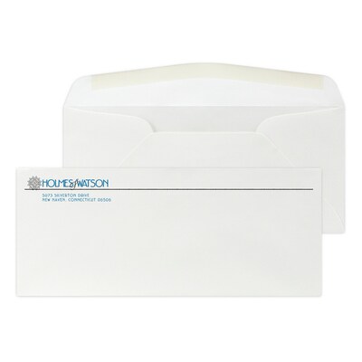 Custom #10 Stationery Envelopes, 4 1/4 x 9 1/2, 24# ENVIRONMENT® White Recycled, 2 Standard Raised