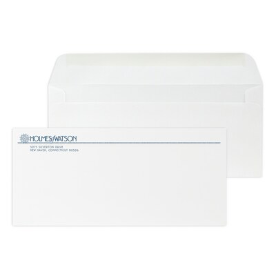 Custom #10 Stationery Envelopes, 4 1/4 x 9 1/2, 24# Bright White Linen, 1 Custom Raised Ink, 250 /