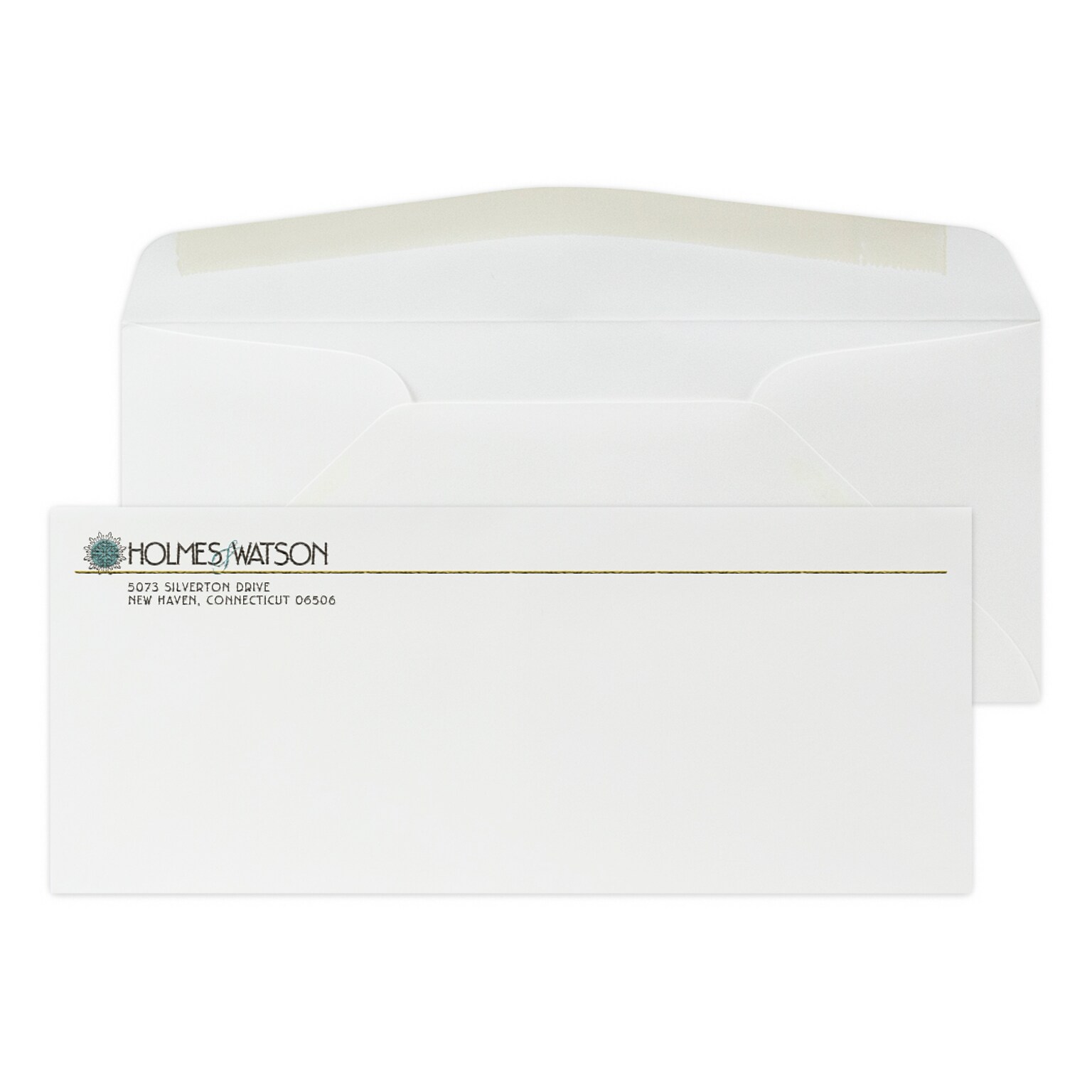 Custom Full Color #10 Stationery Envelopes, 4 1/4 x 9 1/2, 24# Strathmore Writing Ultimate White Wove, Raised Ink, 250 / Pack