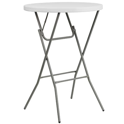 Photo 1 of (CRACKED/DENTED) Flash Furniture 31.25" Rnd Granite Wht Plastic Bar Height Fold Table, Gray Powder Coated Cross Legs