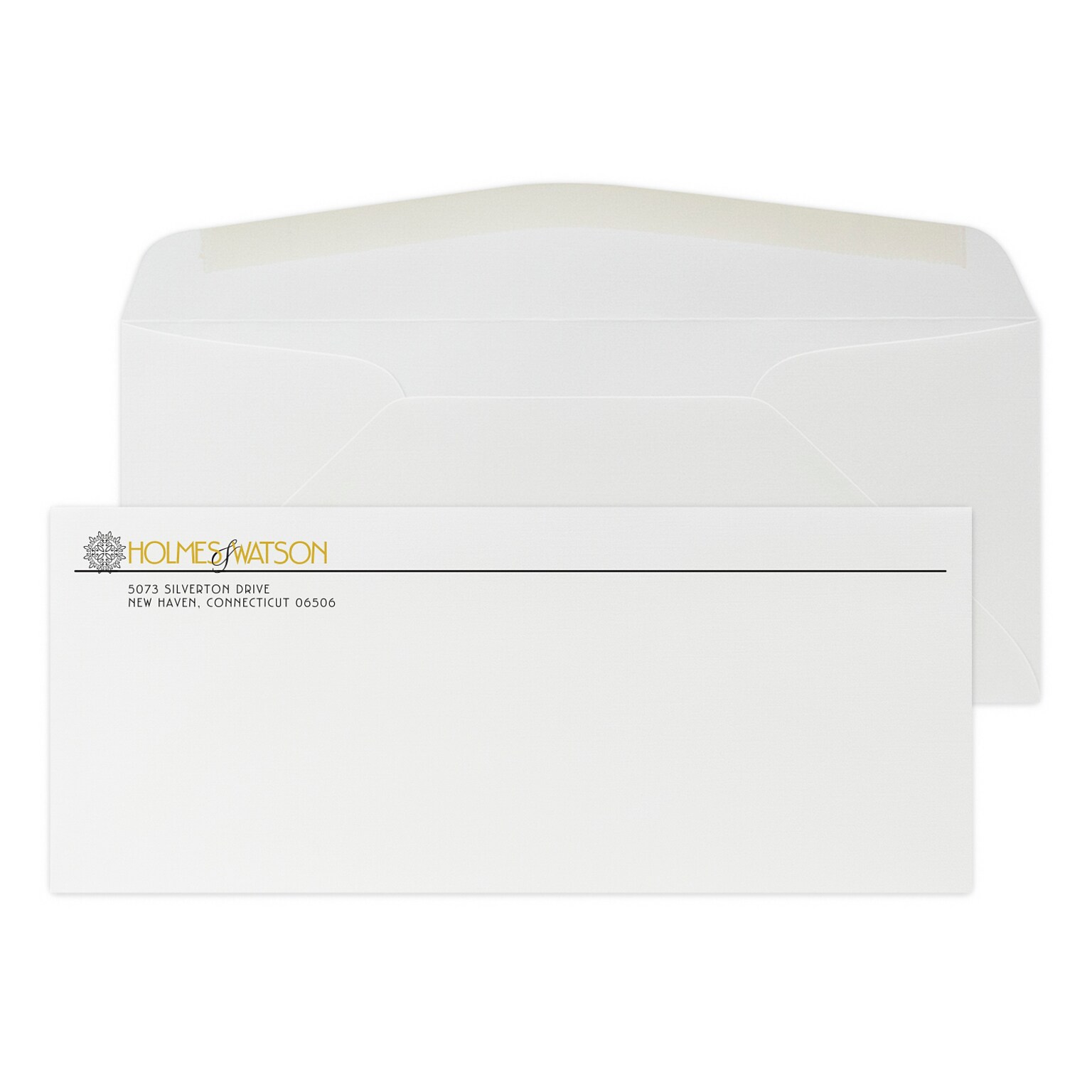 Custom #10 Stationery Envelopes, 4 1/4x9 1/2, 80# CLASSIC® LINEN Solar White Text, 1 Standard and 1 Custom Flat Inks, 250/Pack