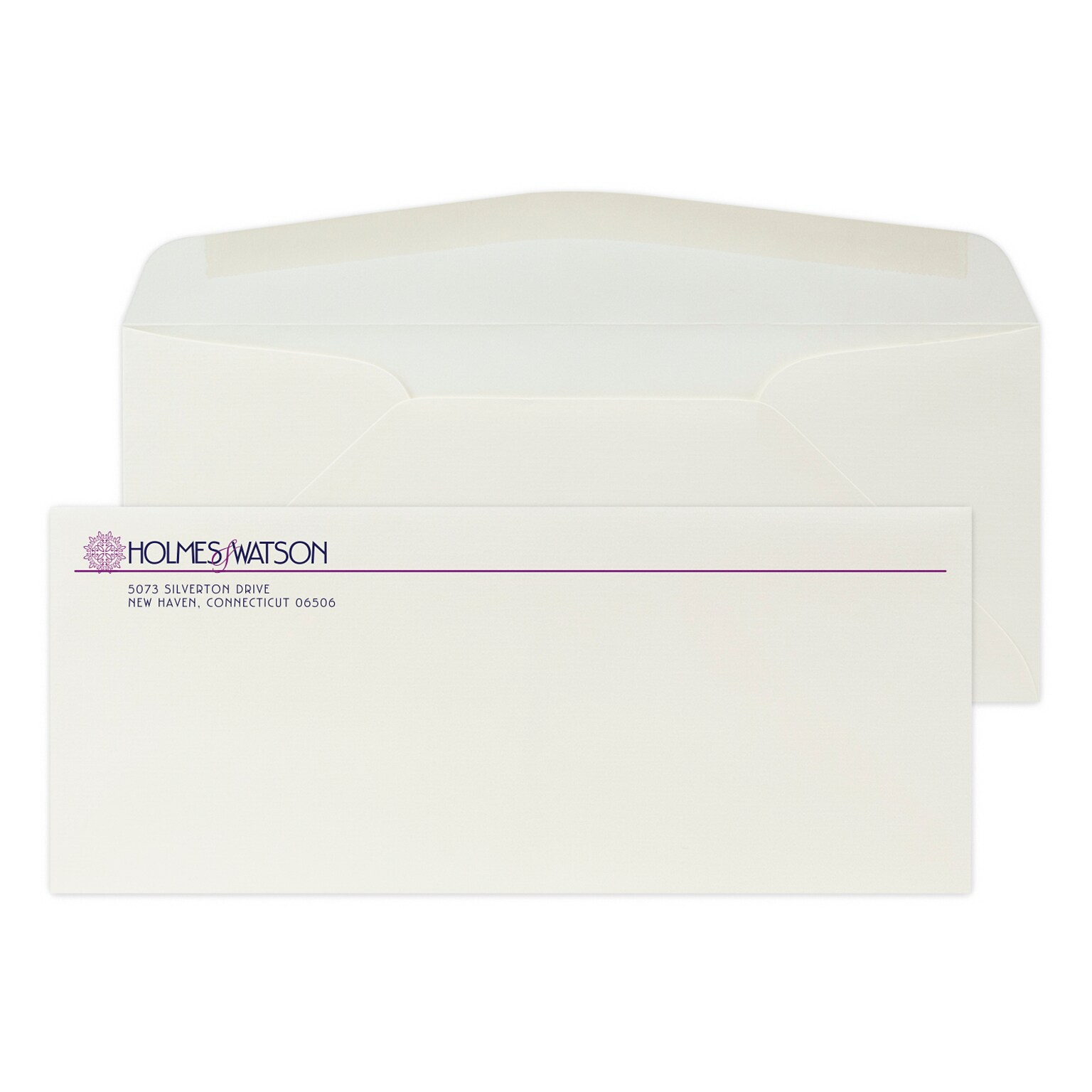 Custom #10 Stationery Envelopes, 4 1/8 x 9 1/2, 24# CLASSIC® LAID Natural White, 2 Custom Flat Inks, 250 / Pack