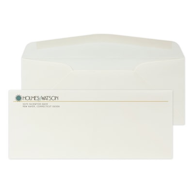 Custom Full Color #10 Stationery Envelopes, 4 1/4 x 9 1/2, 24# CLASSIC® LAID Natural White, Flat I
