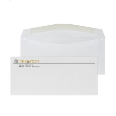 Custom #9 Standard Envelopes, 3 7/8 x 8 7/8, 24# White Wove, 1 Standard and 1 Custom Inks, 250 / P