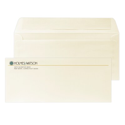 Custom Full Color #10 Peel and Seal Envelopes, 4 1/4 x 9 1/2, 24# CLASSIC® LAID Baronial Ivory, 25