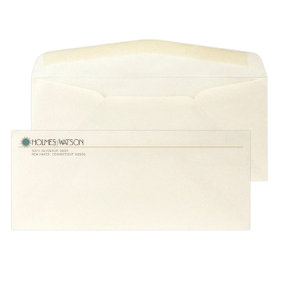 Custom Full Color #10 Stationery Envelopes, 4 1/4 x 9 1/2, ENVIRONMENT® 24# Natural White Fiber Re