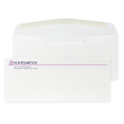 Custom #10 Stationery Envelopes, 4 1/4 x 9 1/2, 80# CLASSIC® CREST Solar White Text, 2 Custom Flat