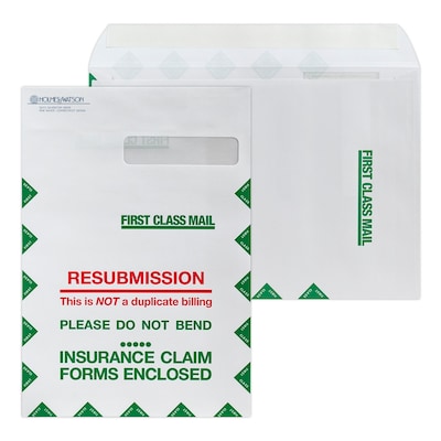 Custom 9" x 13" Resubmission Right Window Self Seal Envelopes with Security Tint, 28# White Wove, 1 Custom Ink, 250 / Pack