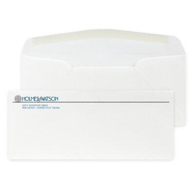 Custom #10 Stationery Envelopes, 4 1/4 x 9 1/2, 80# CLASSIC® CREST Solar White Text, 2 Standard Ra