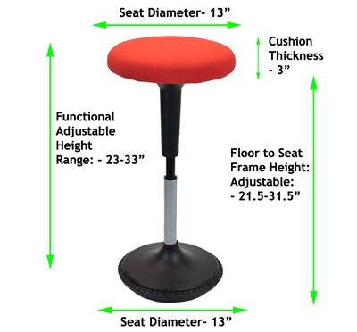 Uncaged Ergonomics Wobble Fabric Backless Stool, Red (WSR)