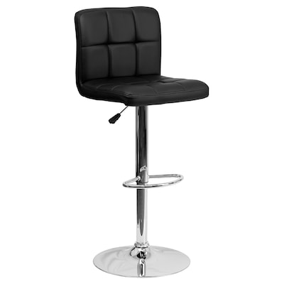 Flash Furniture Contemporary Vinyl Barstool with Back, Adjustable Height, Black (DS810MODBK)