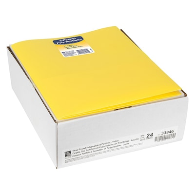C-Line 3-Pocket Portfolio Folder, Yellow, Box of 24 (CLI33946)