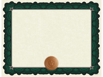 Great Papers Cambridge Certificates, 8.5" x 11", Beige/Green, 10/Pack (2020006)