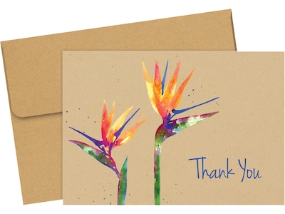 Great Papers! Paradise Faux Kraft Matte Personal Thank You Notecard, Multicolor, 50/Pack (2020034)