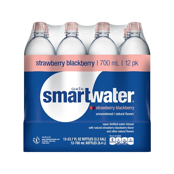Glaceau Smartwater Flavored Water, 23.7 Oz., 12/Pack (157196) | Quill.com