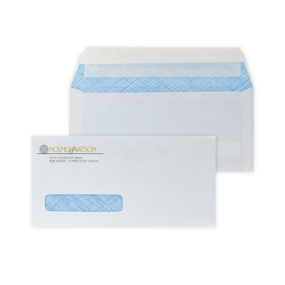Custom 4-1/8x8-7/8 ADA Dental Claim Peel and Seal Left Window Envelopes, 24# White Wove, 1 Std and