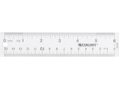 Westcott 6 Plastic Standard Ruler, Clear, 12/Box (17723)