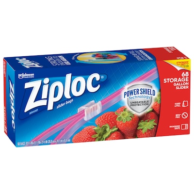  Ziploc Gallon Food Storage Freezer Slider Bags, Power