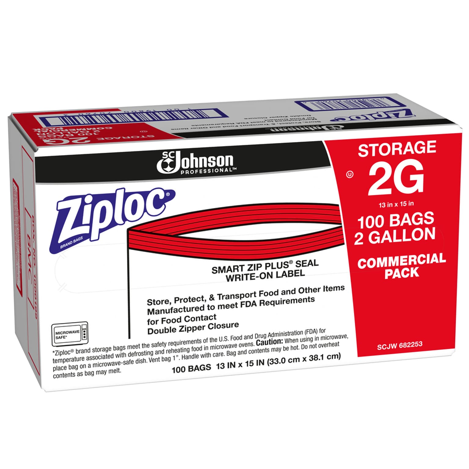 Ziploc Storage Bags, 2 Gallon, 100 Bags/Carton (682253) | Quill.com