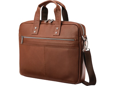 Samsonite Classic Leather Laptop Briefcase, Cognac (126038-1221)