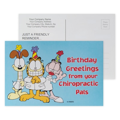 Custom Full Color Postcards, Garfield Birthday Pals, 4" x 6", 12 pt. Coated Front Side Stock, Flat Print, Horiz, 2-Sided, 100/Pk