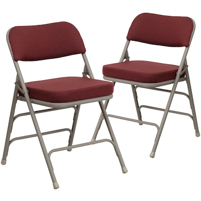 Flash Furniture HERCULES Series Fabric Folding Chair, Burgundy, 2/Pack (2HAMC320AFBY)