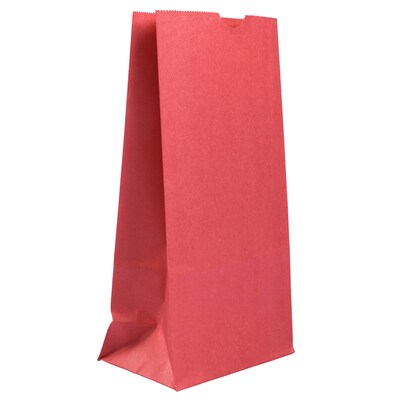 JAM Paper® Kraft Lunch Bags, Small, 8 x 4.25 x 2.25, Red, Bulk 500 Bags/Box (690KRREB)