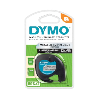 Dymo LetraTag 91331 Label Maker Tape, 1/2"W, Black On White | Quill.com