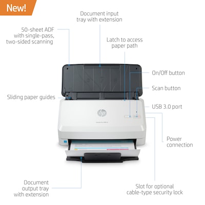 HP Scanjet Pro 2000 s2 Duplex Desktop Document Scanner, White (6FW06A#BGJ)  | Quill.com