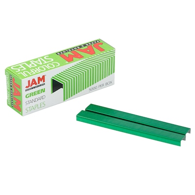 JAM Paper Colorful Staples, 1/4 Leg Length, Green, 5000/Box (335GRZ)
