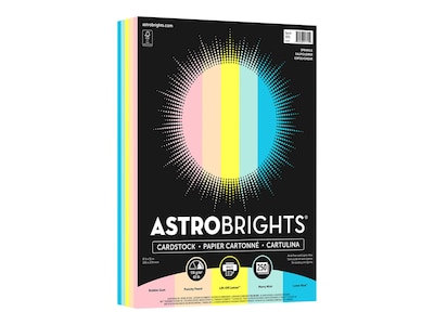 Astrobrights 65 lb. Cardstock Paper, 8.5 x 11, Assorted Colors, Pack (91715)