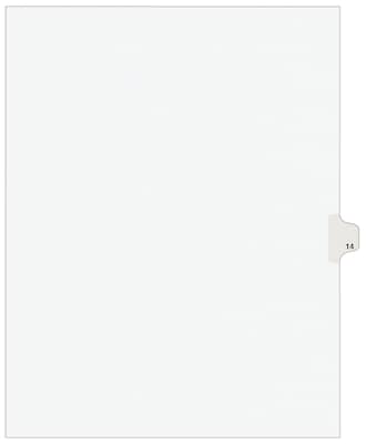 Avery Legal Pre-Printed Paper Dividers, Side Tab #14, White, Avery Style, Letter Size, 25/Pack (1192