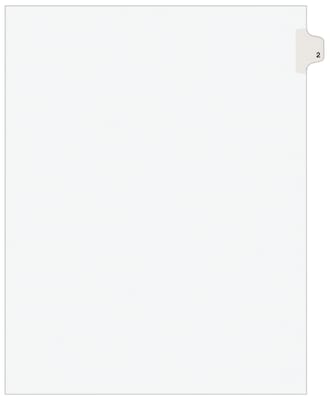 Avery Legal Pre-Printed Paper Dividers, Side Tab #2, White, Avery Style, Letter Size, 25/Pack (11912