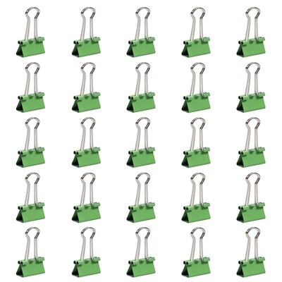 JAM Paper Colored Small Binder Clips, 3/8" Capacity, Green, 25/Pack (334BCGR)
