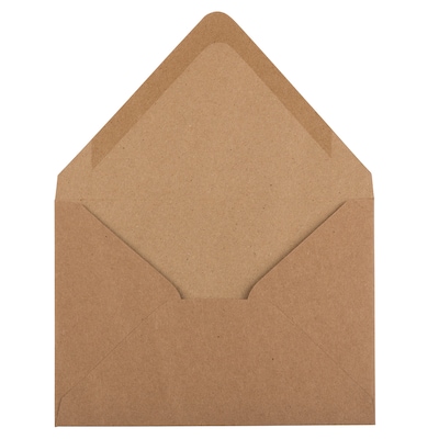 JAM PAPER A6 Kraft V-Flap Invitation Envelopes, 4 3/4 x 6 1/2, Brown Kraft Recycled, 50/pack (153420