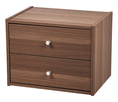 IRIS® 2-Drawer Modular Wood Cube Organizer Storage Box, Dark Brown