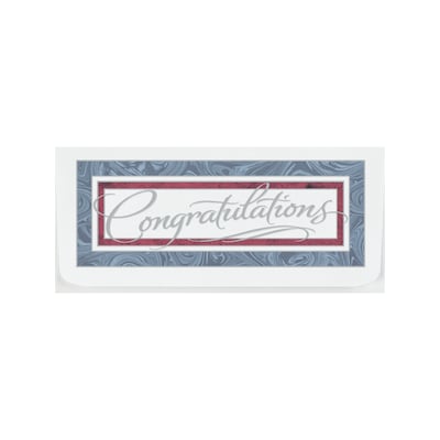 Custom 6-1/2 x 2-7/8 Congratulations Currency Envelopes, Printed, Smooth, 25/Pack