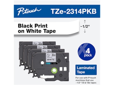 Brother P-Touch TZe-231 Label Maker Tape, 0.47"W, Black on White, 4/Pack  (TZE231 4PKB) | Quill.com
