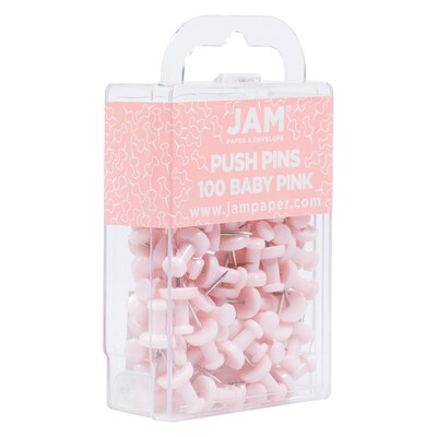 JAM PAPER Colorful Push Pins - White PushPins - 100/Pack
