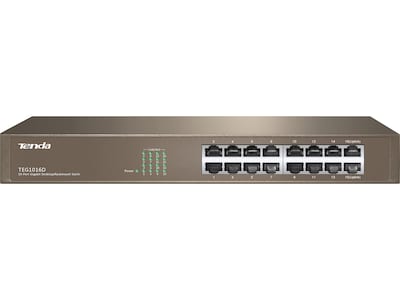 Tenda TEG1016D 16-Port Gigabit Ethernet Unmanaged Switch, Up to 2000 Mbps, Brown (TEG1016D)