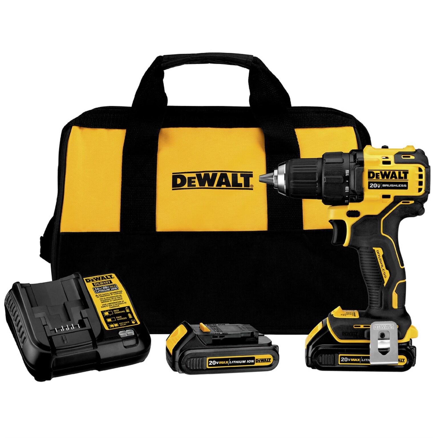 Dewalt ATOMIC 20V MAX 1/2 in. Brushless Compact Drill Driver Kit (DCD708C2)